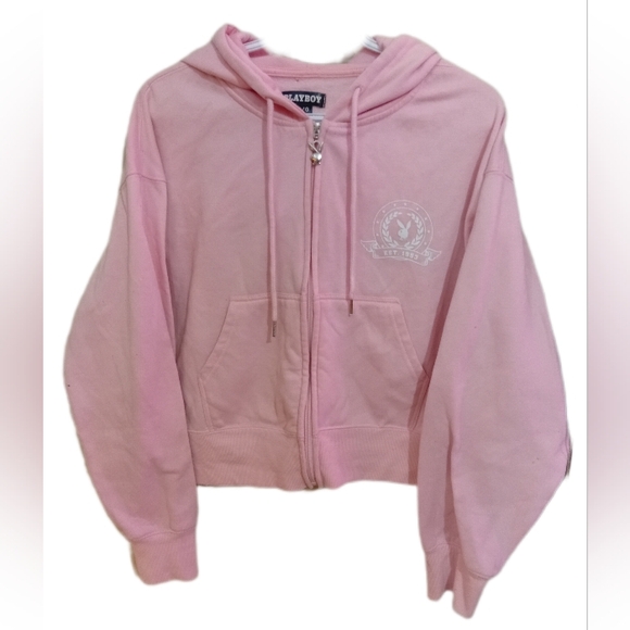 Playboy Pink Cropped Hoodie - Picture 5 of 10